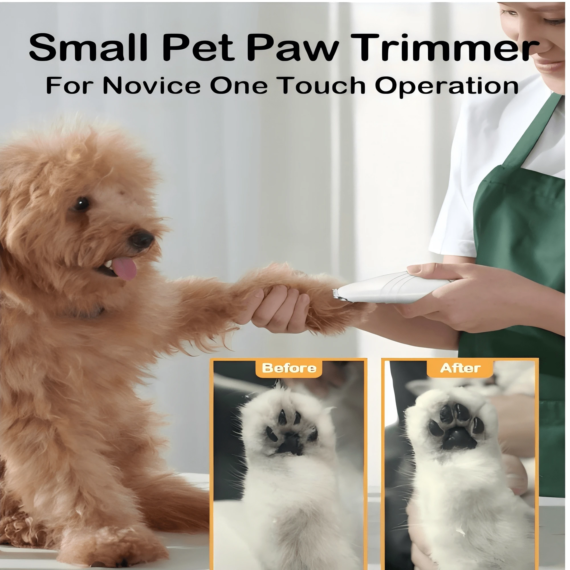 1個 バッテリー不要 電動プッシュ式ペットトリマー 猫や犬の足の毛、お尻の毛、目の周りの毛、耳の毛などをカットできます