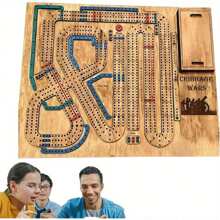 Cribbage Wars Game Board Game, War Game, Wooden Cribbage Board Game Set With Built-In Cribbage Pegs Storage Box (1 Piece) - 1個 - 查看 1