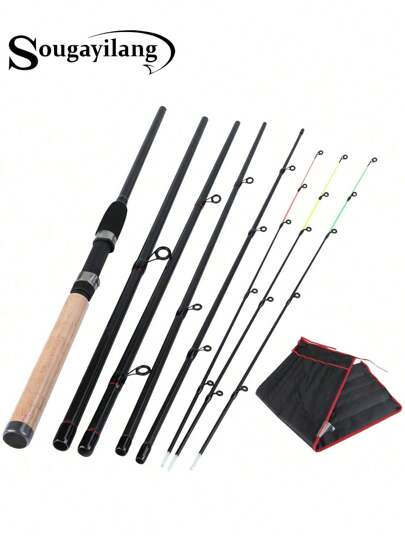 SOUGAYILANG Wędka 3M Feeder Fishing Rod 6 Sekcji L/M/H Power Spinning Fishing Rod Cork Handle Travel Portable Carp Fresh Water Fishing Rod Fishing Tackle