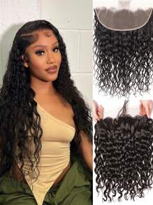 13x4 Transparent Lace Frontal Brazilian Natural Color Water Wave Frontal Closure Human Hair Unprocessed Virgin Human Hair With Baby Hair 8-20 Inch - SNatural - View 2
