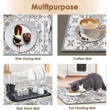 1pc Super Absorbent Coffee Machine Mat Place Mat Retro Pattern - Soft Diatomite Non Slip Quick Drying XL XXL- Suitable For Kitchen Countertops Coffee Bar Kitchen Table Home Accessories - As Shown - View 10