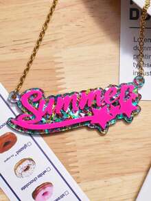 Customized Acrylic Pendant Necklace With Name And Star Design, Custom Gift, Birthday Gift Back To School Winter Gift Ideas Boy Girl Valentine's Day - Gold - View 7