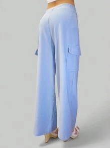 Women's Loose Cargo Pants - 藍色 - 查看 3