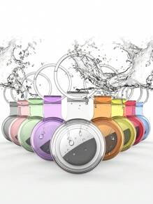 1pc Apple Airtag Protective Case, Transparent Waterproof TPU Tracker Cover With Keychain - Multicolor - View 8