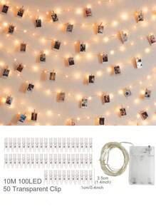 1 conjunto 2/5M Banner de Luz com Clipe de Foto, Decoração de Casamento, Decoração de Festa de Aniversário, Banner de Revelação de Gênero, Decoração de Festa de Festival para Casa, Melhores Presentes