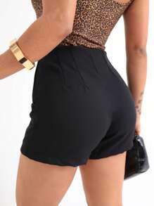 TAILORED SHORTS HIGH WAIST VARIOUS COLORS WITH ZIPPER SHAPES THE BODY SUMMER - 黑色 - 查看 2