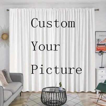 2pcs Custom Digital Print Curtain With Left-Right Opening And Rod Pocket, Vivid Design, Easy Installation, Suitable For Living Room, Office And Home - Customized According To Your Image Specifications