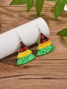 2025 圣诞节圣诞树亮片闪亮格蕾丝多层优雅精致皮革耳环适合朋友和家人赠送女士礼物 - 皮革耳環 - 查看 5