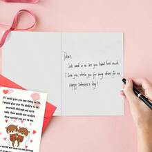 1 张情人节卡片，适合他/她，爱情卡片带信封，适合男朋友、丈夫、未婚夫、女朋友、妻子、未婚妻 | 可爱水獭卡片 | 我爱你卡片情人节礼物 - 彩色 - 查看 3