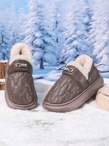 2024 新款男士包跟防水皮革外套家居鞋防滑保暖时尚拖鞋 - 棕色 - 查看 4