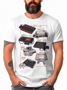 Classic Consoles T-Shirt Games Games Blouse Shirt Unisex 100% Cotton New Release Shipping Various Colors!! PLUS SIZE - 白色 - 查看 2