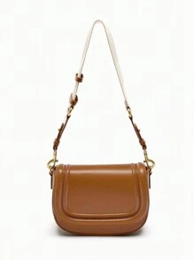 Bolso de hombro estilo silla de montar para mujer, bolso de moda cruzado bajo el brazo, nuevo modelo de moda 2024 - Marrón - Ver 6