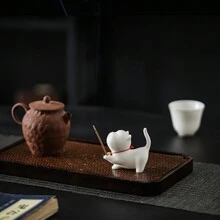 1 件中国风简约可爱陶瓷猫香炉，高端茶宠物，茶道配件，装饰卡通 - 彩色 - 查看 12