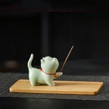 1 件中国风简约可爱陶瓷猫香炉，高端茶宠物，茶道配件，装饰卡通 - 彩色 - 查看 3