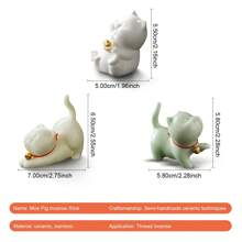 1 件中国风简约可爱陶瓷猫香炉，高端茶宠物，茶道配件，装饰卡通 - 彩色 - 查看 8