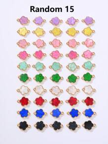 5/10/20/30/50/100/200/300/400/500 piezas Colgante con flor de cuatro hojas elegante de varios colores con dos agujeros, apto para hacer collares, pulseras, pendientes, llaveros, charms de teléfono, joyería de regalo para parejas