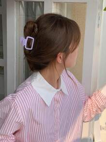 4 件/1 件女士中紫色、粉色、白色、蓝色 5 厘米/1.97 英寸方形轻质塑料发夹，时尚百搭优雅简约纯色发夹配饰适合日常外出、休闲、派对、通勤、度假、洗脸、淋浴、化妆、搭配衣服、发饰发夹发夹发夹发夹，爪夹秋冬女士发饰 - 彩色 - 查看 2