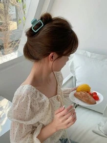 4 件/1 件女士中紫色、粉色、白色、蓝色 5 厘米/1.97 英寸方形轻质塑料发夹，时尚百搭优雅简约纯色发夹配饰适合日常外出、休闲、派对、通勤、度假、洗脸、淋浴、化妆、搭配衣服、发饰发夹发夹发夹发夹，爪夹秋冬女士发饰 - 彩色 - 查看 4