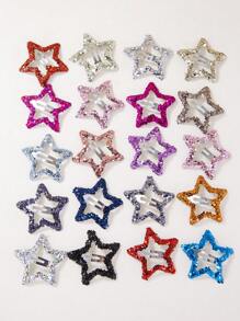 25pcs/Pack Colorful Sequins Star Design Hair Clips For Girls, Random Colors, Cute Princess Hair Accessories For Daily Use - Multicolor - View 6
