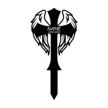 1pc Custom Angel Wings Paw Pet Memorial Garden Stake,Personalized Grave Marker Stake,Pet Cat Dog Memorial Yard Stake,Outdoor Garden,Custom Butterfly Cross Memorial Garden Stake,Custom Memorial Cross With Wings Metal Stake