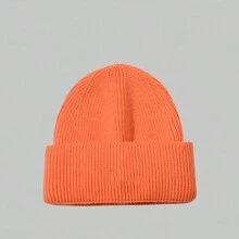 1pc Fashionable Classic Acrylic Knit Beanie Hat, Warm And Solid Color Versatile Ski Cap - Solid Color Knitted Beanie - View 10