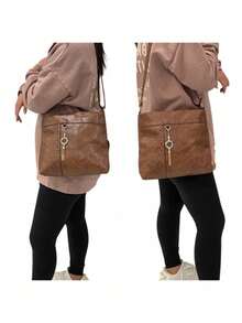 Women's PU Leather Crossbody Bag For Traveling And Working - màu xanh lá - Xem 2