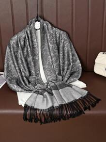 1 chiếc khăn choàng Pashmina họa tiết Paisley đa năng cổ điển có tua rua, mềm mại và ấm áp, giản dị và thời trang, thích hợp để trang trí trang phục đi làm hàng ngày - Nhiều màu - Xem 4