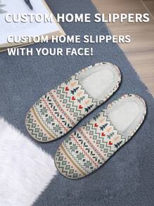 男士定制名字圣诞拖鞋，圣诞树雪花设计轻便舒适软底男士拖鞋，送给妈妈/爸爸/她/他/女朋友/男朋友/妻子/丈夫/朋友的个性化有趣圣诞礼物 - 白色 - 查看 5