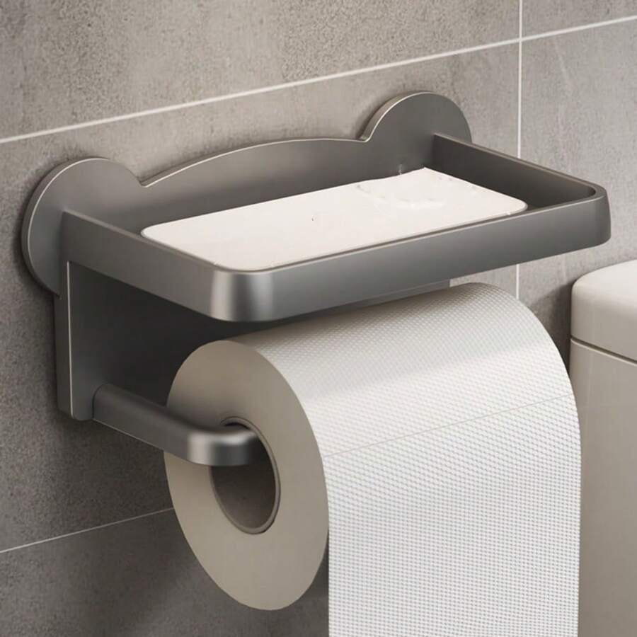 EasyInstall WallMounted Bathroom Tissue Holder With Phone Shelf