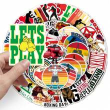 50pcs Boxing Sports Graffiti Stickers, Personalized Cartoon Sports Decor For Phone Case, Luggage, Skateboard, Suitable For Laptop, Water Bottle, Toy Stickers,School Supplies,Back To School