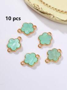 5/10/20/30/50/100/200/300/400/500 piezas Colgante con flor de cuatro hojas elegante de varios colores con dos agujeros, apto para hacer collares, pulseras, pendientes, llaveros, charms de teléfono, joyería de regalo para parejas