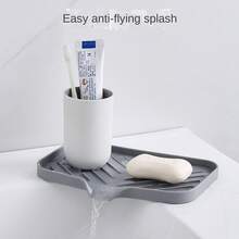 1pc Silicone Kitchen Sink Drainer Organizer Tray With Drain Spout, Soap Dish Holder For Sponge And Brushes, Countertop Scrubbing Mat, Essential Home & Bathroom Organizer - One Size - View 7