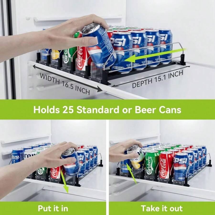 Canned Beverage Push Rack Drink Organizer Dispenser Spring Push
