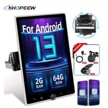 2GB+64GB For Android13.0 Single Din Car Stereo Car Radio 10.4 Inch HD Touch Screen Car Player With Wireless Carplayer& Wireless For Android Auto With Mirror Link WiFi GPS FM/ Radio Support Rear Camera With AHD Camera& DVR& MICOptional