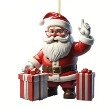 1 件式雪人装饰，双面设计圣诞树挂饰，粉色卡通雪人吊坠，无需电源，家庭厨房装饰，适合客厅墙壁和窗户悬挂，节日派对用品 - 聖誕老人2 - 查看 4