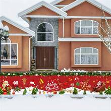 Christmas Outdoor Banner Decoration, 200x40cm Polyester Hanging Banner With Santa & Snowman, Festive Entryway Garden Decor, Multipurpose Merry Christmas New Year Holiday Banner Without Electricity