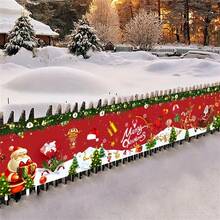 Christmas Outdoor Banner Decoration, 200x40cm Polyester Hanging Banner With Santa & Snowman, Festive Entryway Garden Decor, Multipurpose Merry Christmas New Year Holiday Banner Without Electricity
