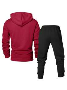 Nouveau set de 2 pièces pour hommes, tenue de sport décontractée avec imprimé graphique, coupe regular, convient pour le fitness et la course, veste à manches longues et pantalon