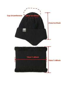 Bộ mũ len và khăn quàng cổ mùa đông cho nam, mũ trượt tuyết dày ấm áp để đi xe ngoài trời - Bộ logo bông tuyết - Xem 2