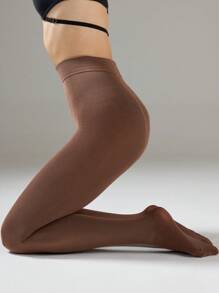 1 件女士保暖 600D 柔软不透明紧身裤，塑身连裤袜情人节 - 咖啡棕 - 查看 1