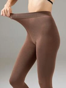 1 件女士保暖 600D 柔软不透明紧身裤，塑身连裤袜情人节 - 咖啡棕 - 查看 4