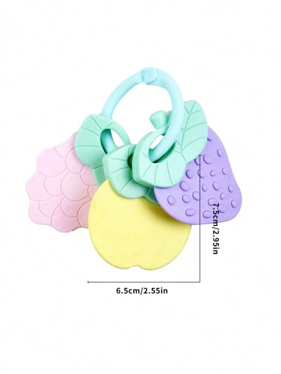1pc Newborn Baby Teether, Prevents Hand Biting, Massages Gums, Exercises Grip, Calms Emotions, Soft Chewing Toys, Educational, Various Fruit Shapes (Strawberry, Grape, Apple Etc.), PP+TPE Material, Dishwasher Friendly