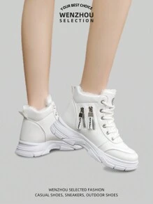 大码 35-45 女式冬季保暖高帮靴 - 时尚、耐用、休闲、高档、户外运动风格 - 白色 - 查看 8