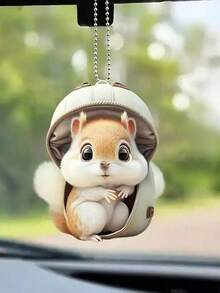 1 件合金亚克力扁平松鼠钥匙扣，可爱 2D 动物吊坠，适合背包饰品 - 彩色 - 查看 5