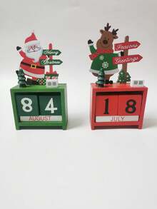 1 件圣诞节木制降临节日历挂饰，圣诞倒计时木制日历礼物、桌面和展示装饰品 - 彩色 - 查看 2