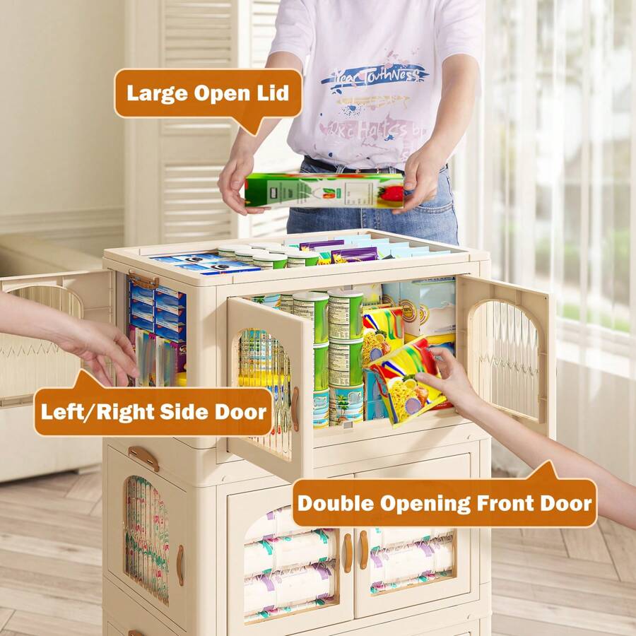 10.854 GAL Storage Bins With Lids, Foldable Large Stackable Storage