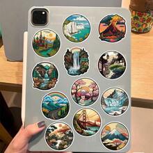 50 件卡通户外涂鸦贴纸套装适用于行李箱、手机壳、笔记本电脑、头盔、滑板、防水装饰 DIY 创意贴纸 - 彩色 - 查看 3