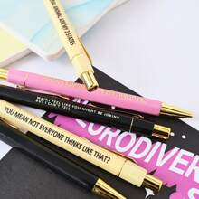 5pcs/Set Humorous Ballpoint Pen Set - 1.0mm Nib, Black Ink, Vibrant Quotes & Curse Words Design, Unique Office Gift For Colleagues, Personalized Daily Writing Ballpoint Pen Set With Funny Quotes Back To School - Deviation Ballpoint Pen - View 12