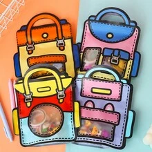 1 件学生礼品袋，时尚帆布学校手提包，轻便大容量 - 彩色 - 查看 2