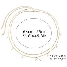 Bộ 2 dây xích eo cho nữ, dây xích bụng mạ vàng 18K, dây xích nhiều lớp có thể điều chỉnh, cỡ lớn, đính hạt ngọc trai, đá tự nhiên, trang sức cho mùa hè, kích thước 25-43 inch - Vàng - Xem 4